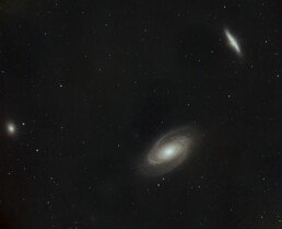 Leo Triplet astrophotography showing galaxies M65, M66 and NGC 3628 in the constellation Leo